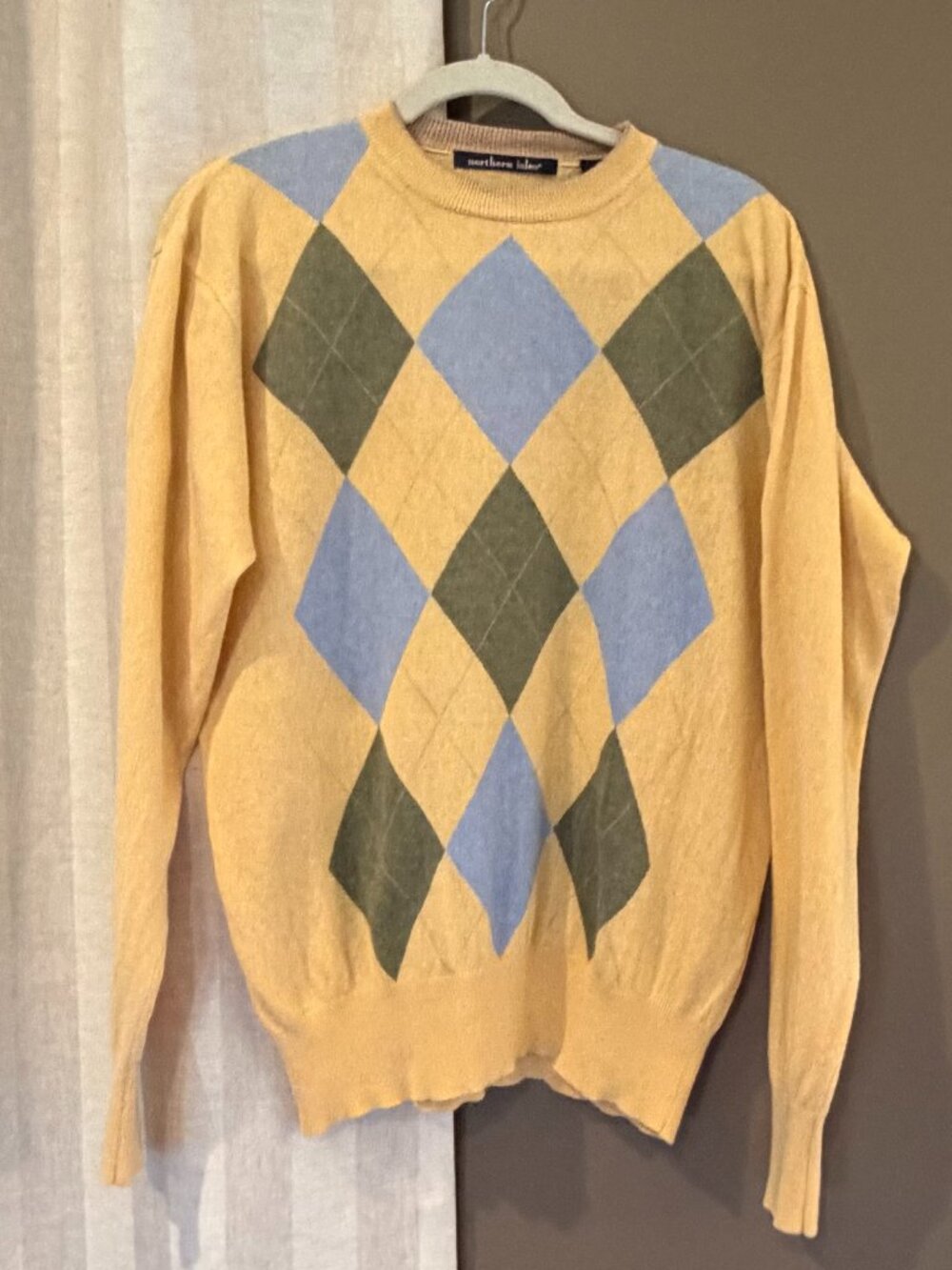 Northern Isles Silk Cashmere Argyle Sweater Preppy Grandpacore Luxury, Size Medi